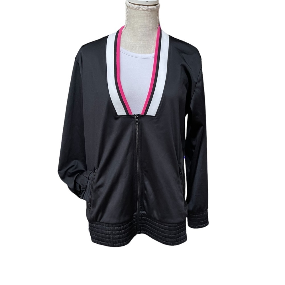 Victoria Sport Black Front Zip Up Oversize Jacket Size: Sโ